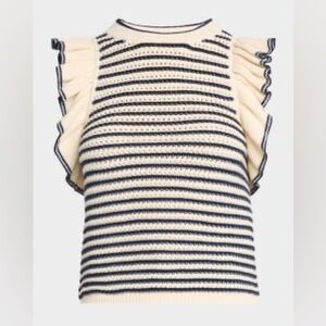 Eleven Six Viola Striped Sweater Top Ruffle